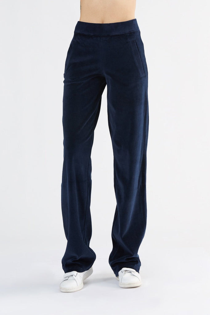 1464-02 | Women Straight Leg velour Pant - Night Blue