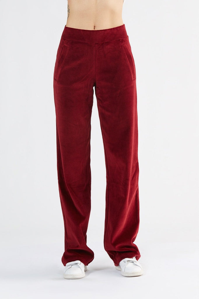 1464-03 | Women Straight Leg velour Pant - Bordeaux