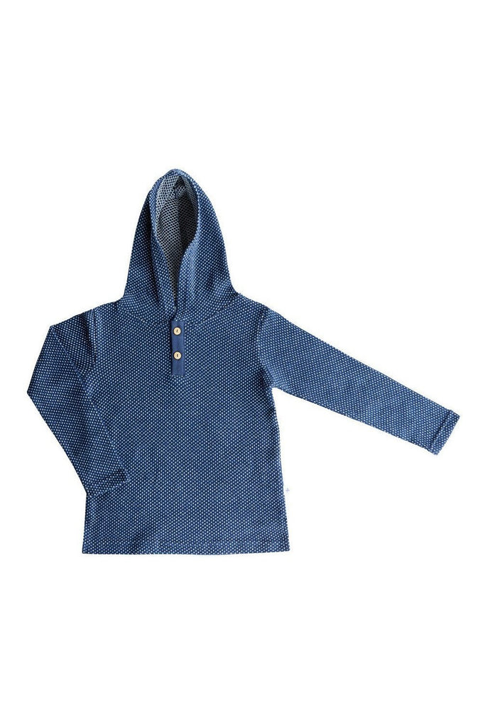 2046 PIN | Kinder Kapuzenshirt Wabenstruktur - Indigo-Naturweiss