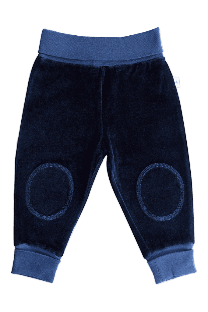 2057 AB | Baby Velour Pants with Wide Waistband - Night blue