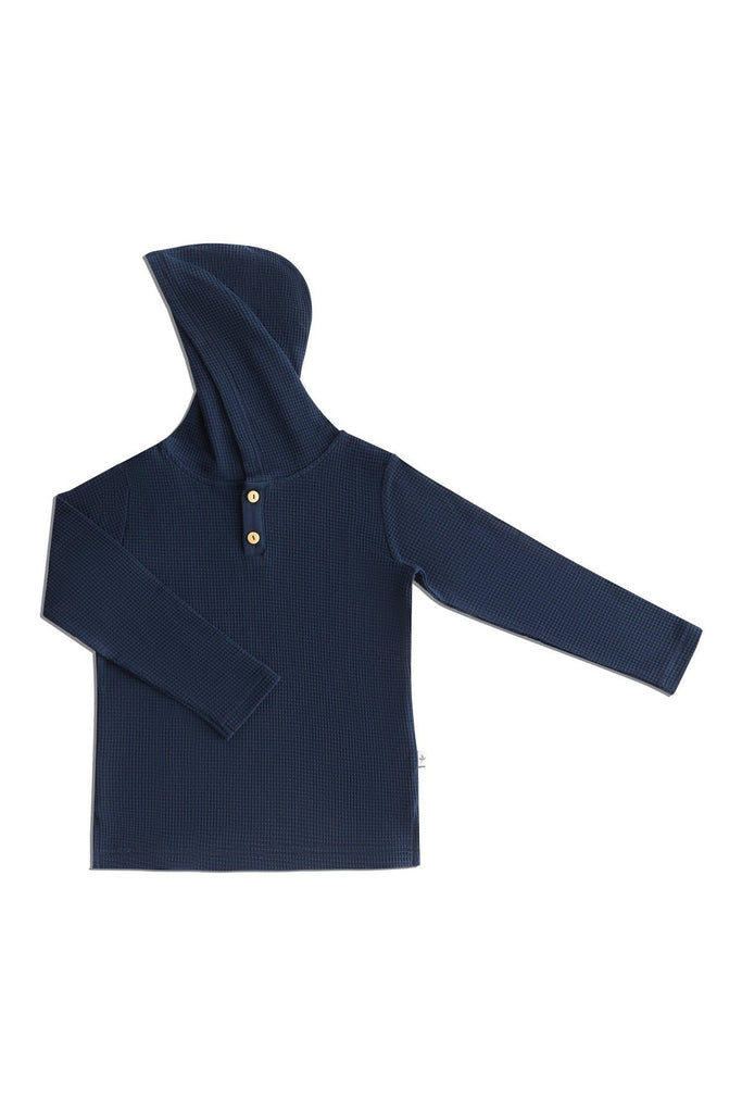 2058 ID |  Kids Waffle Knit Hoodie - Indigo