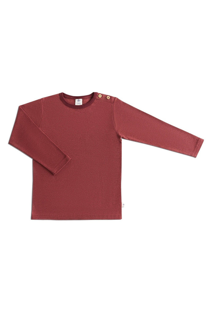 2060 KT | Kids Basic Long Sleeve Shirt - Rust Red/Coffee