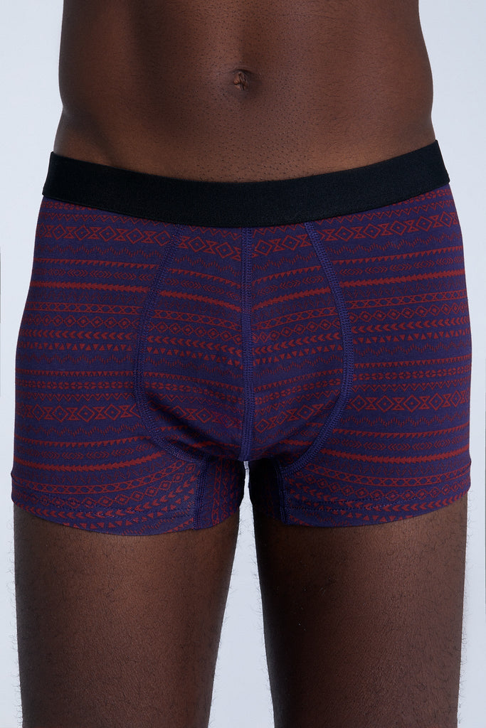 2121-084 | Herren Trunkshorts - Tibetrot/Navy Geometrisch