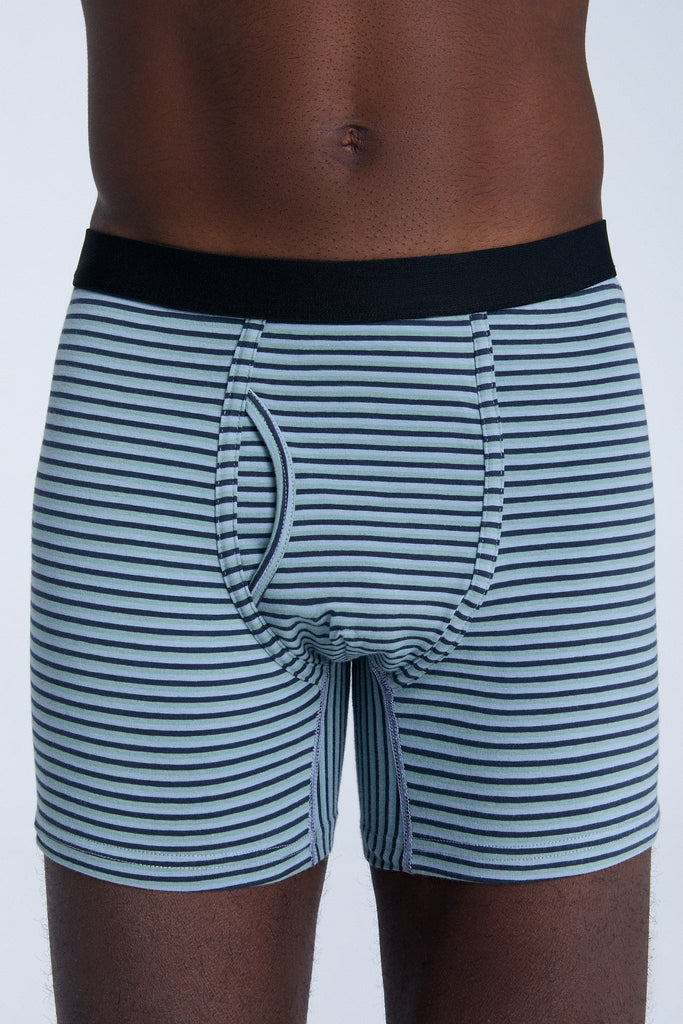 2131-083 | Men Boxershorts - Granite Green/Navy/Stone Blue Striped