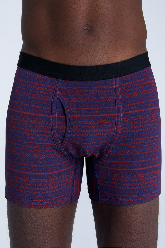 2131-084 | Herren Boxershorts - Tibetrot/Navy Geometrisch