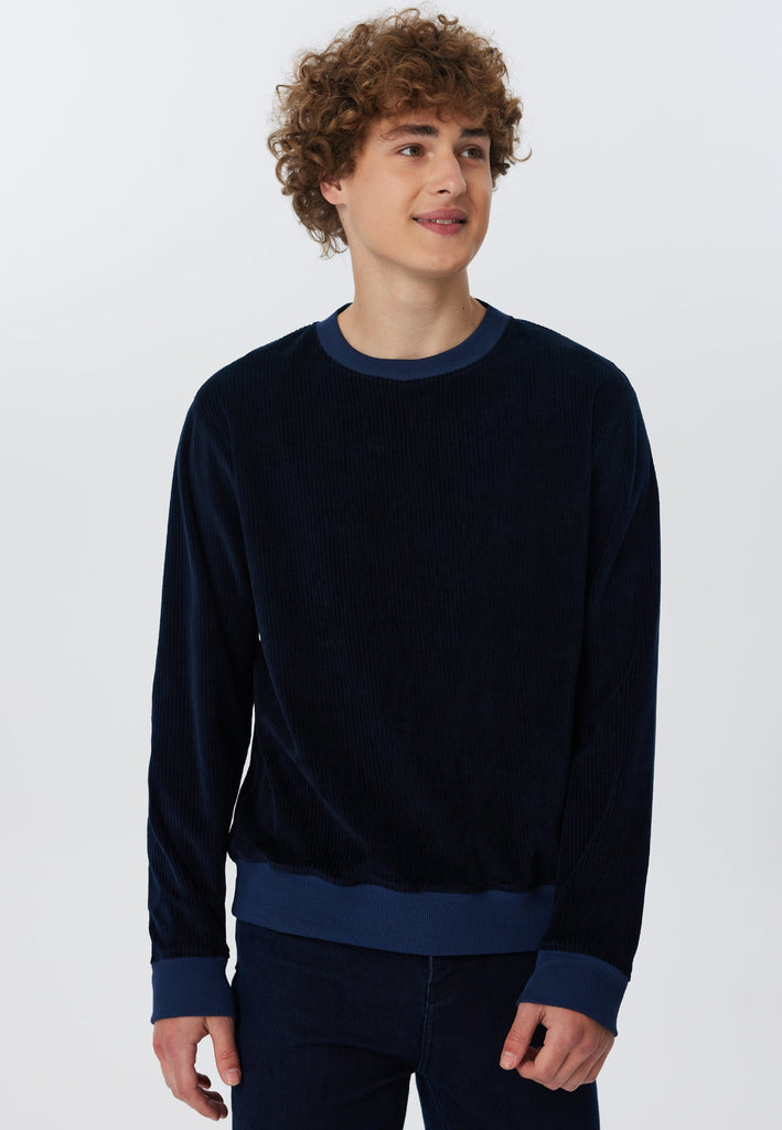 2232-045 | Men Corduroy Sweatshirt - Night Blue