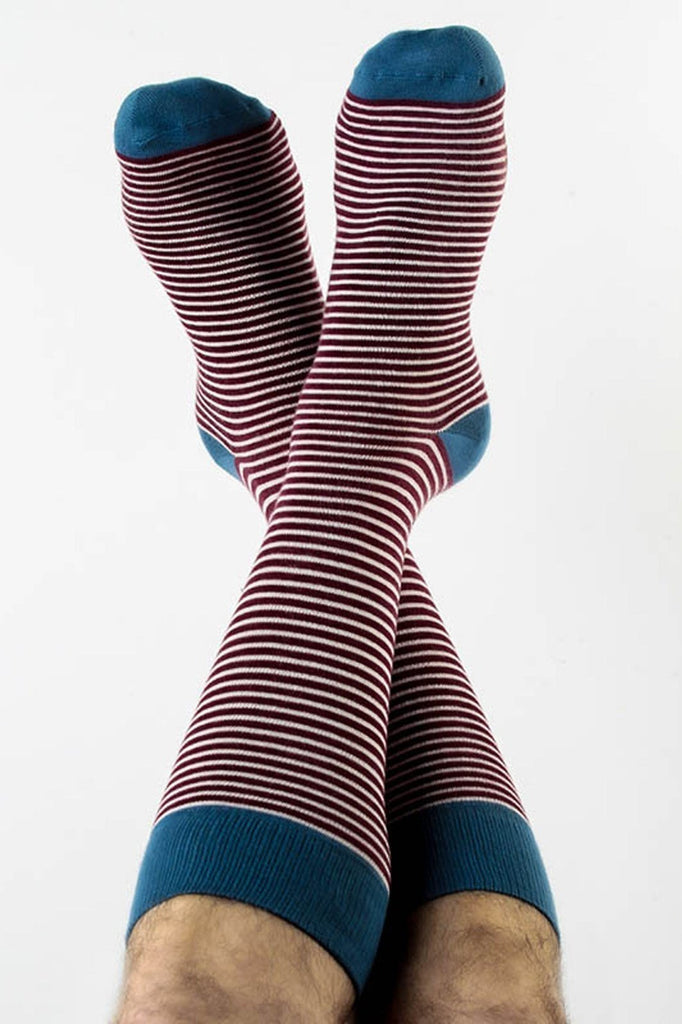 2307 | Stockings - Striped, Bordeaux-Natural