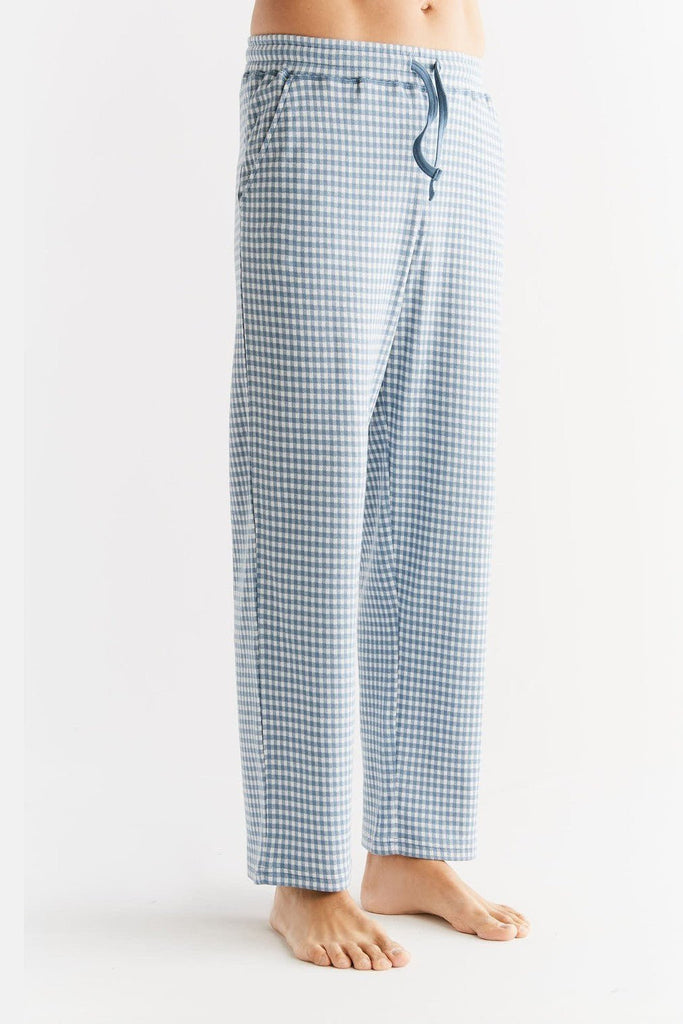 2455-02 |  Men Homewear Trouser checked -  Denimblue-Natural