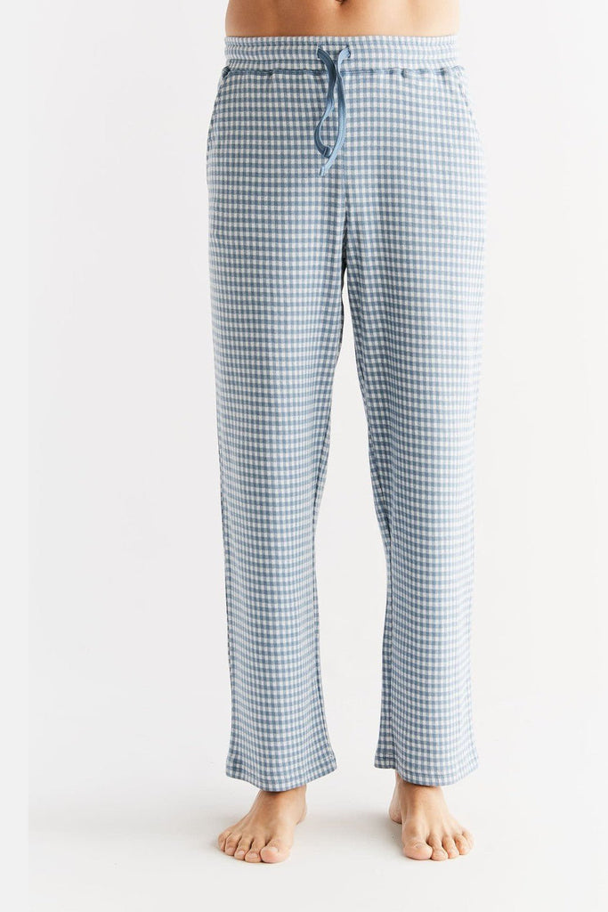 2455-02 |  Men Homewear Trouser checked -  Denimblue-Natural