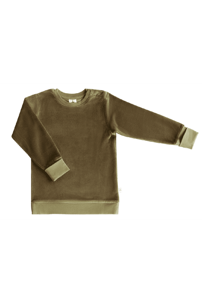 2477 OL | Kids velour Sweatshirt - Olive Green