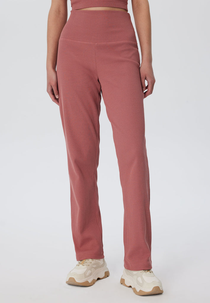 4071-072 | Women Ribbed Trousers - Withered Rose