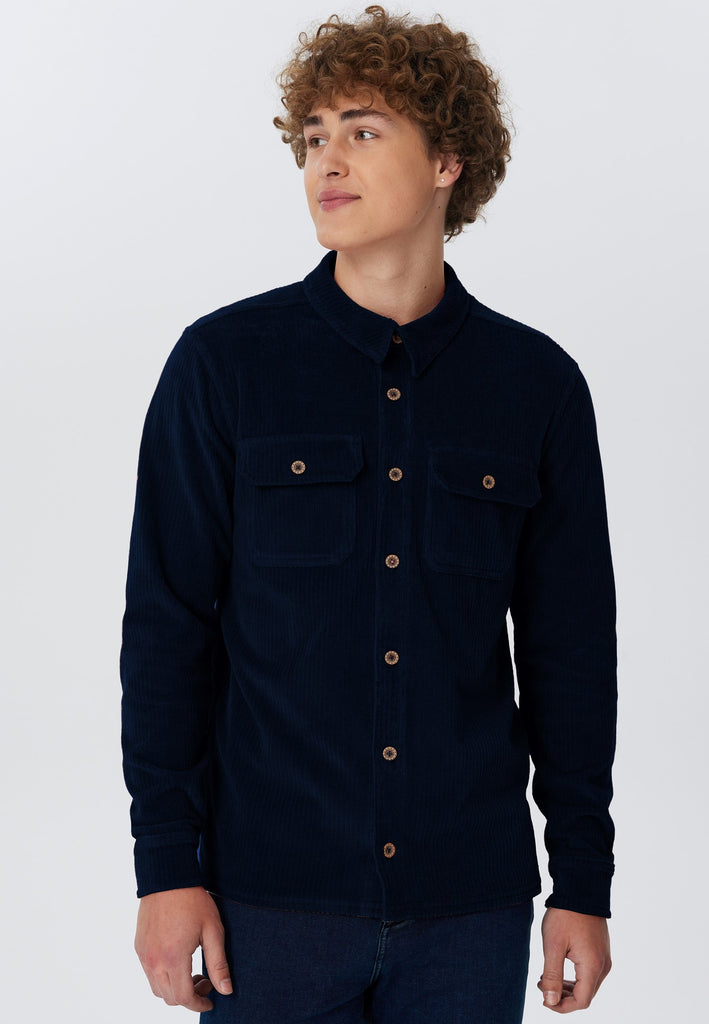 9233-045 | Unisex Corduroy Shirt  - Night Blue