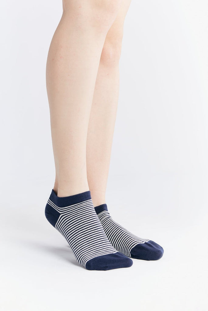 9321 | Unisex Sneakersocken - Indigo/Natur Gestreift