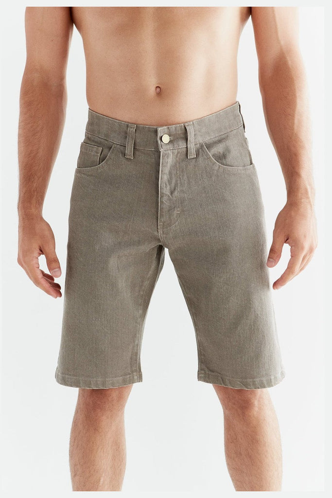 MA3018-395 | Men Clay Dyed Denim Shorts - Pebble