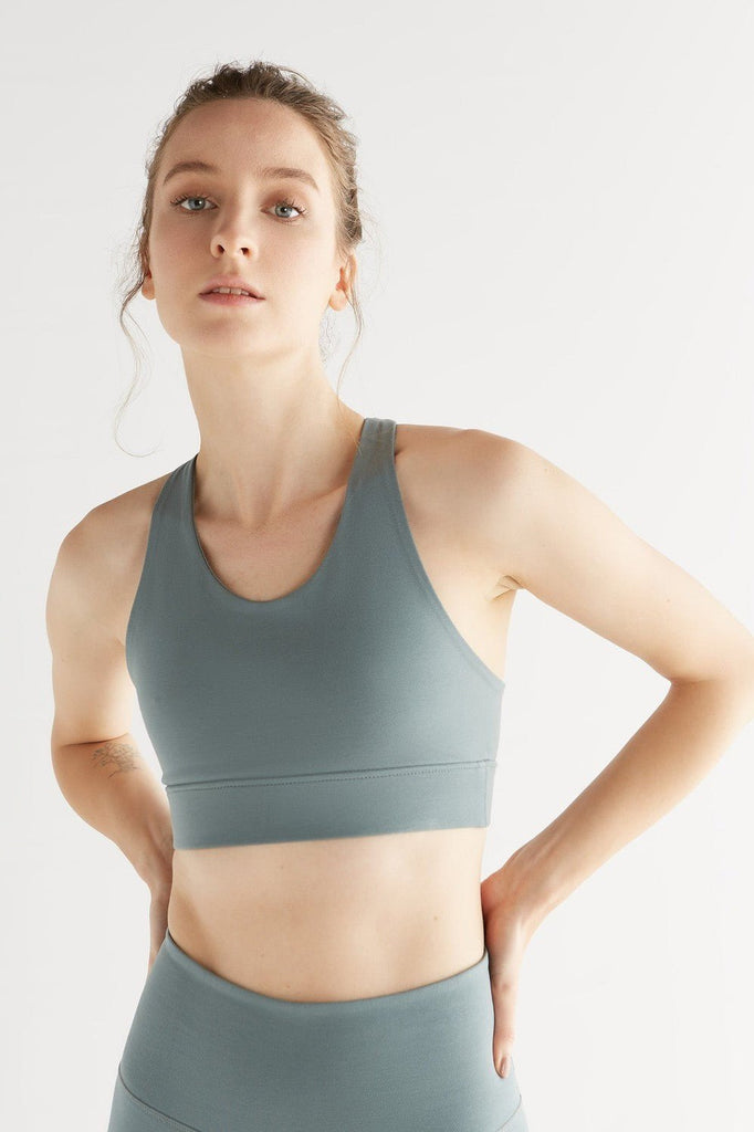 T1202-07 | Women Yoga Top recycled - Light Grey