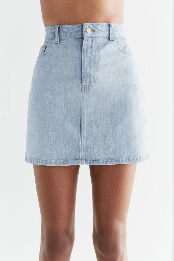 WA2009-352 | Women Denim-Skirt - Light Slate Blue