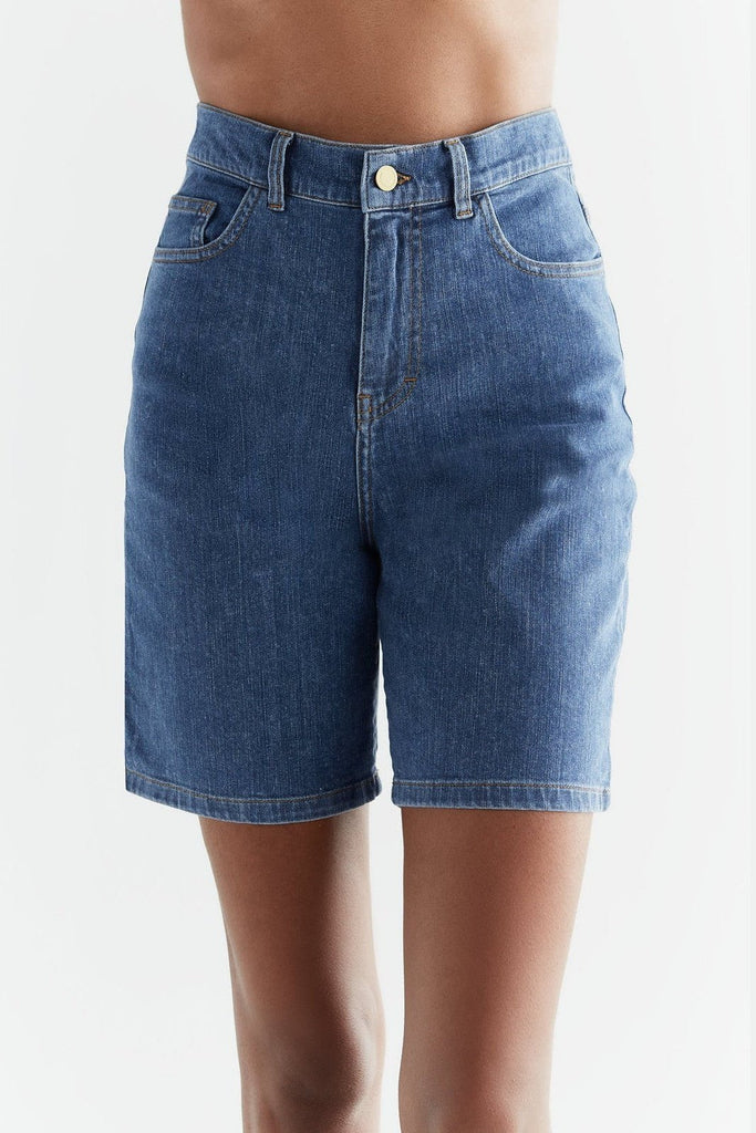 WA3020-283 | Women Denim Shorts - Ocean Blue