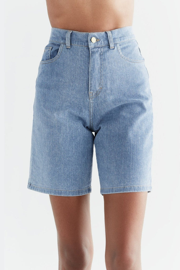 WA3020-352 | Women Denim Shorts - Light Slate Blue