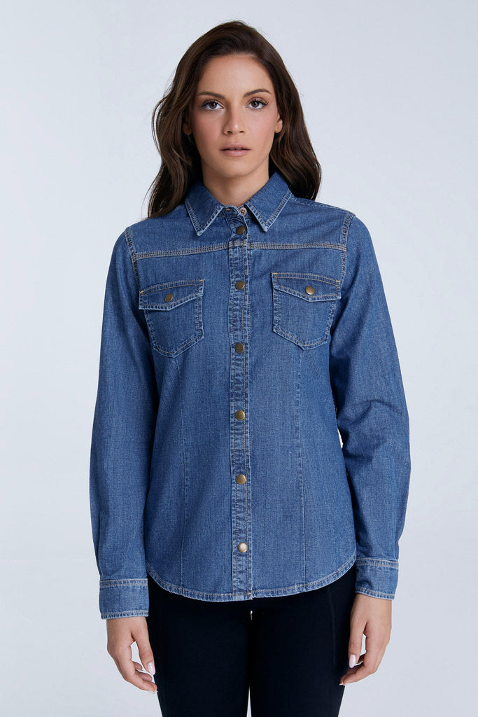 WA5022-311 | Women Denim Shirt - Crystal Blue