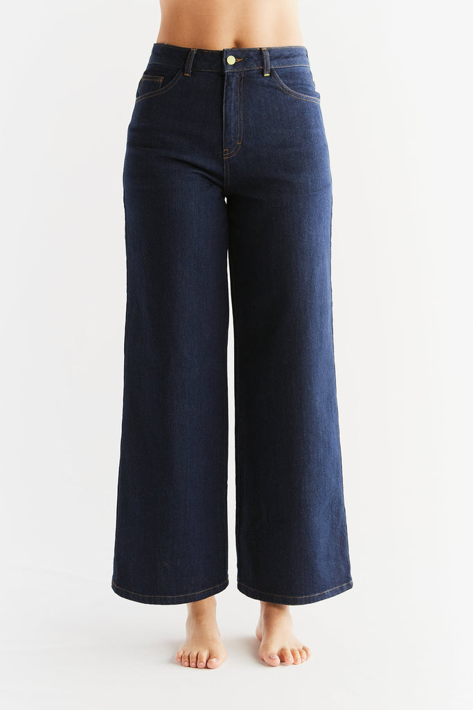 WE1009-231 | Women Wide Leg Jeans - Lapis Blue