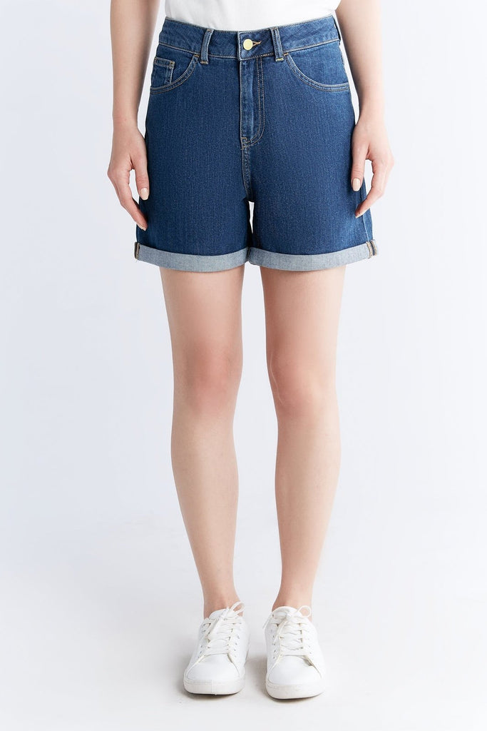 WN3020-231 Damen Mom Shorts, Lapis Blue