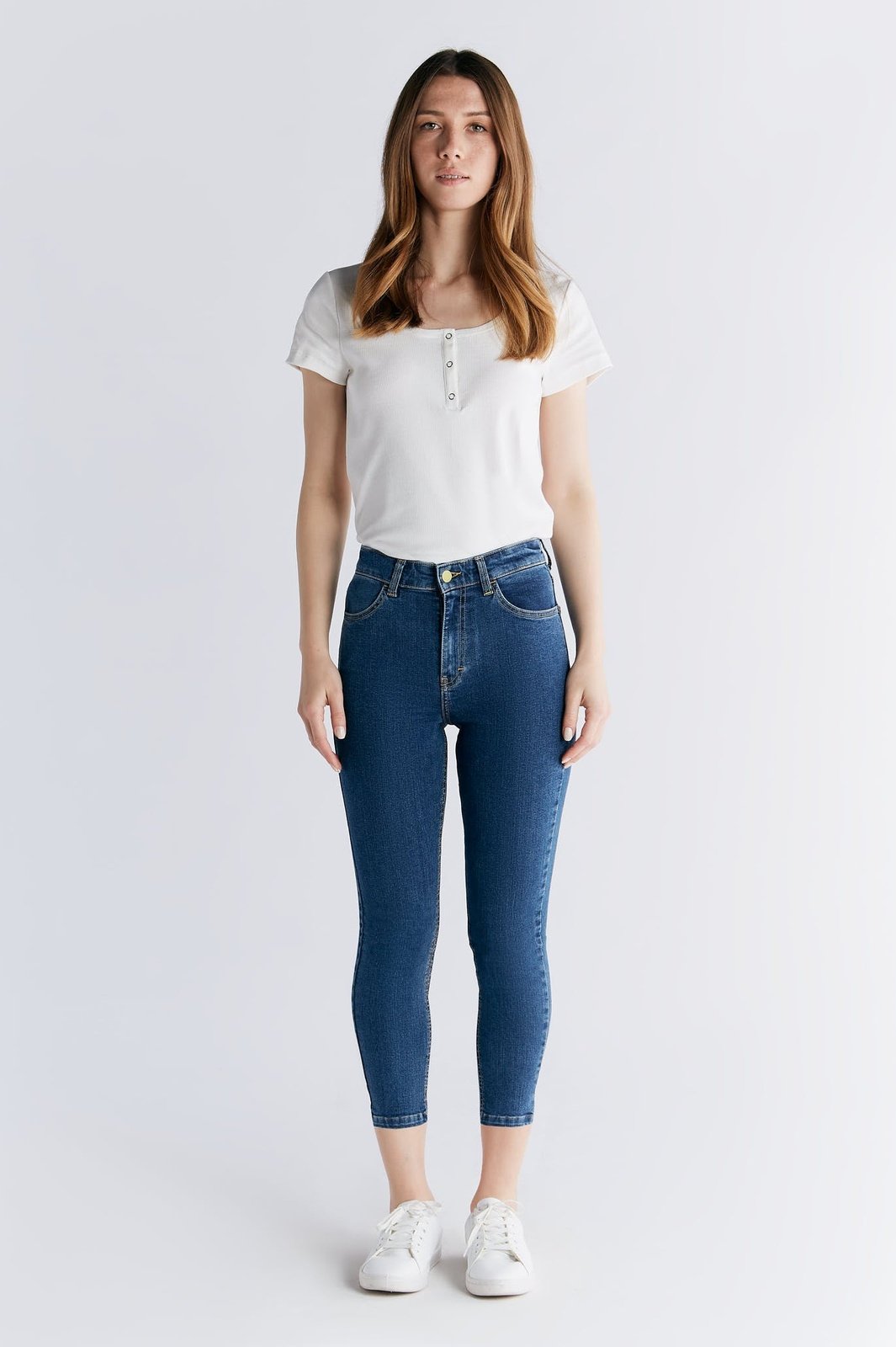 Damen Super Stretch Cropped Skinny Jeans - Evermind.eco
