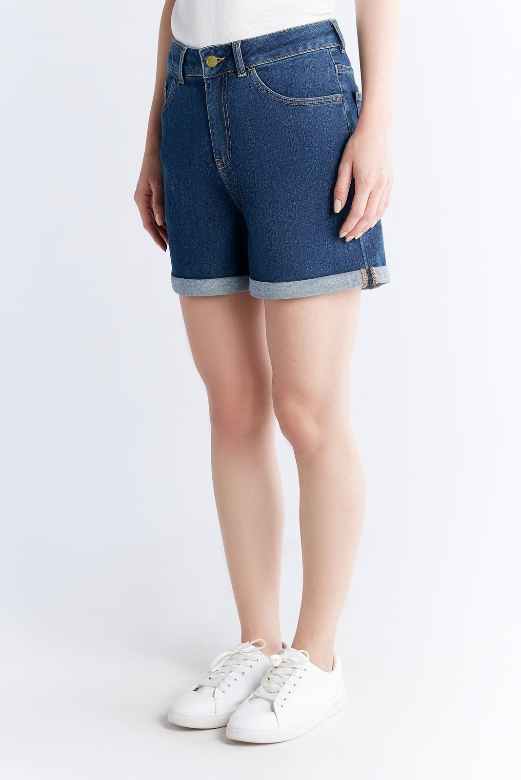 Damen Super Stretch Mom Fit Denimshorts - Evermind.eco