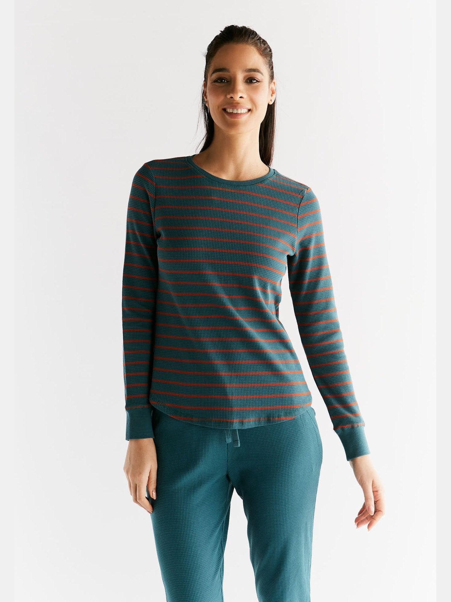 Waffel Strick Damen Langarmshirt - Evermind.eco