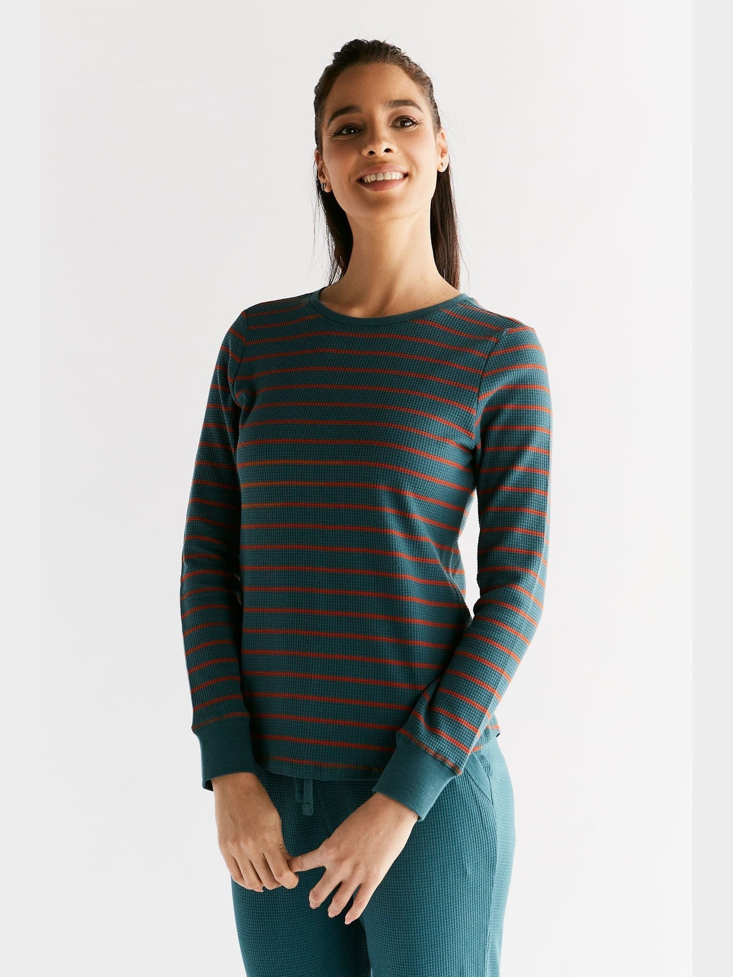 Waffel Strick Damen Langarmshirt - Evermind.eco