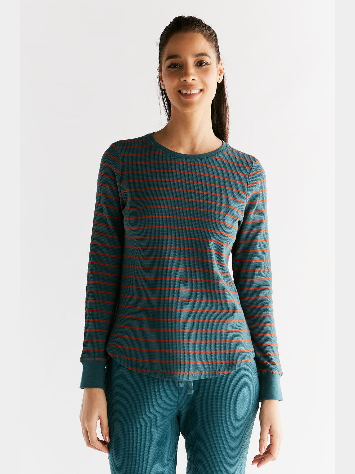 Waffel Strick Damen Langarmshirt - Evermind.eco